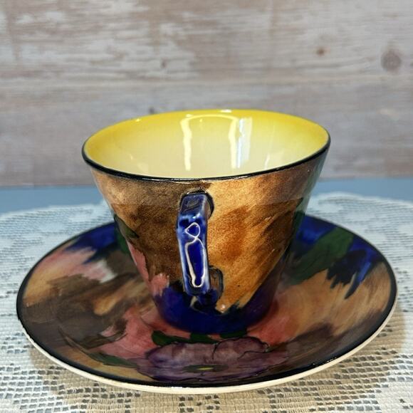 H&K Tunstall Hand-Painted Floral Ceramic Cup and Saucer Set Of 3 - Picture 4 of 7